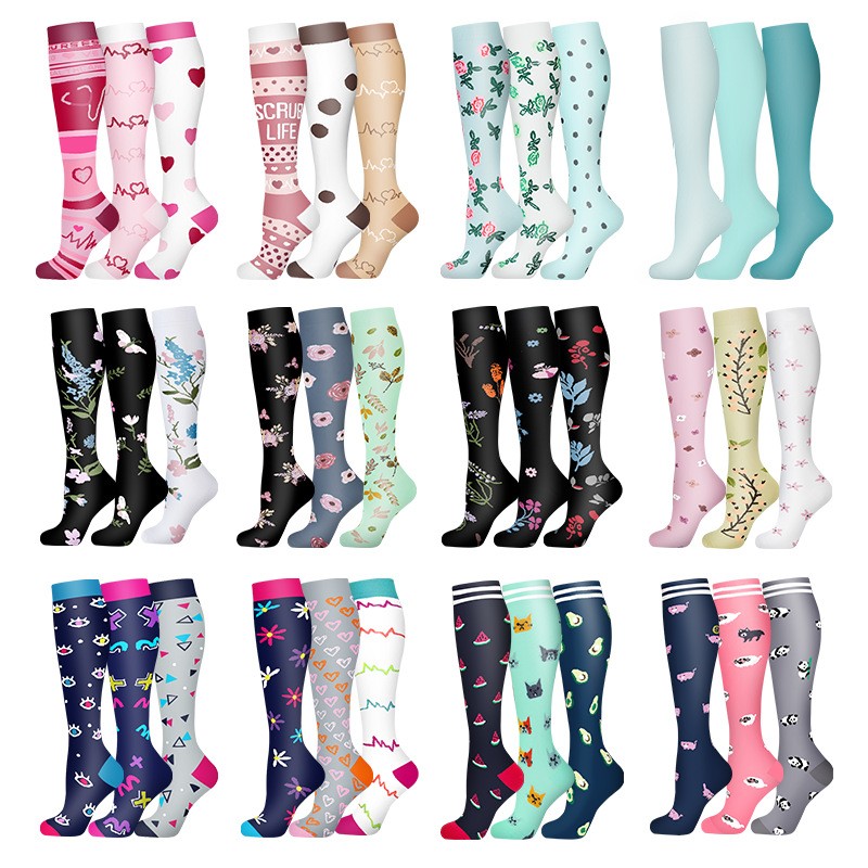 3/4/6 Pairs Compression Socks Knee High 30MmHg Medical Nursing Fitness Socks