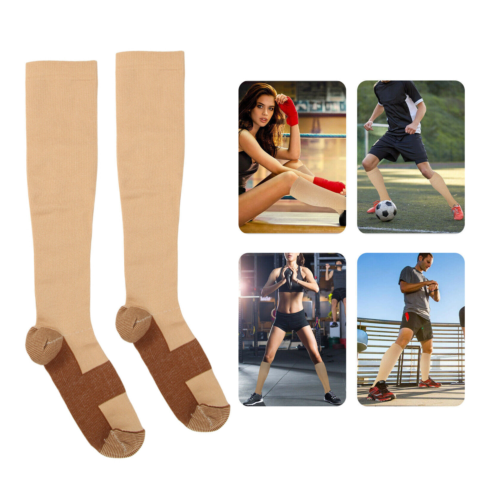 1-10 Pairs Copper Compression Socks Graduated Support 20-30mmHg Men Women S-XXL