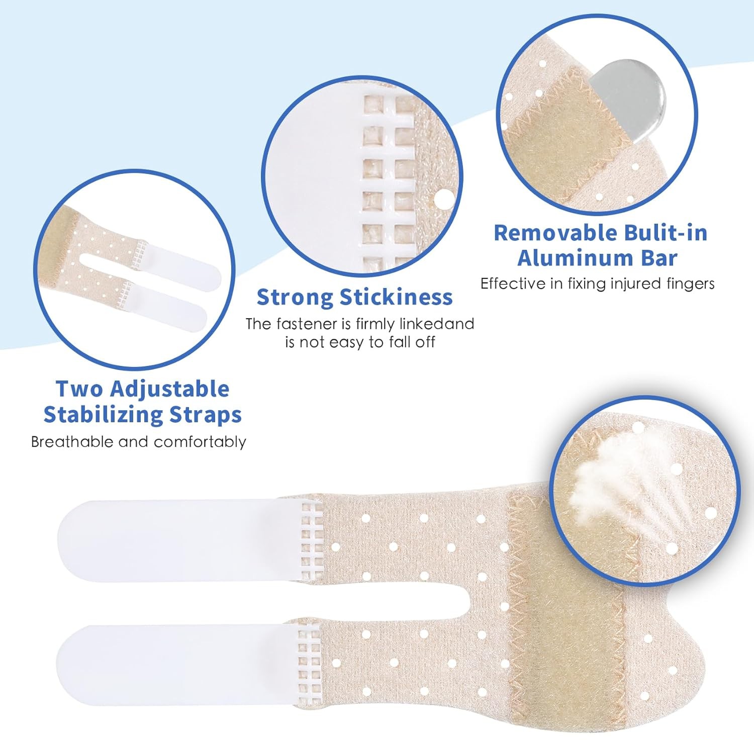 5 PCS Breathable Trigger Finger Splint, Adjustable One Size, Beige