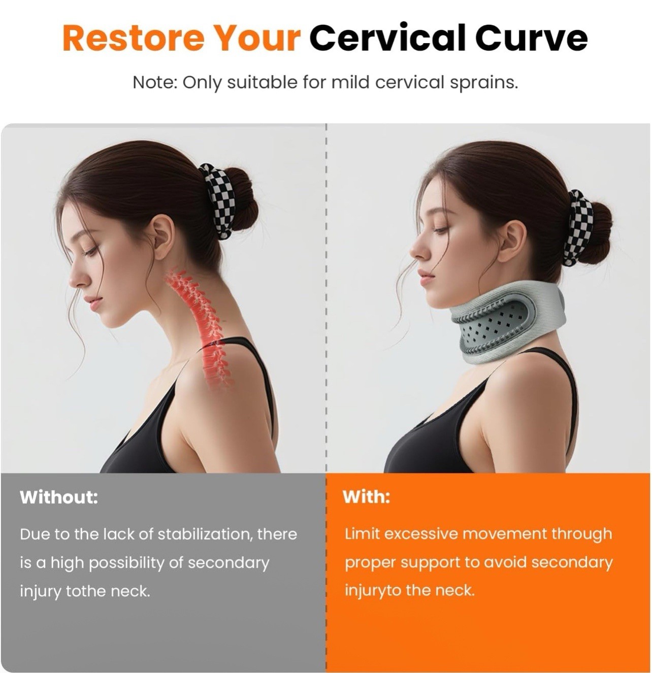 Neck Brace,Support Cervical Collar,Relieve Cervical Pain&Pressure,Soft Skin-Frie