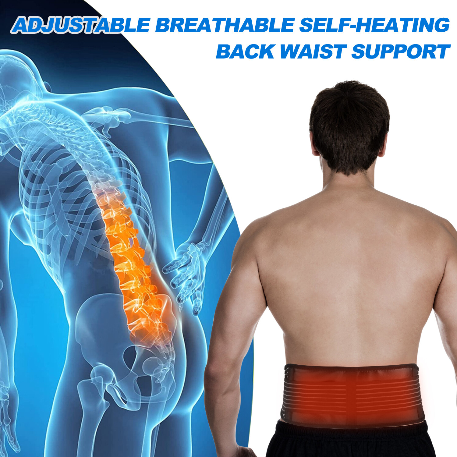 Self-Heating Magnetic Back Waist Adjustable Support Belt Lumbar Lower Back Brace