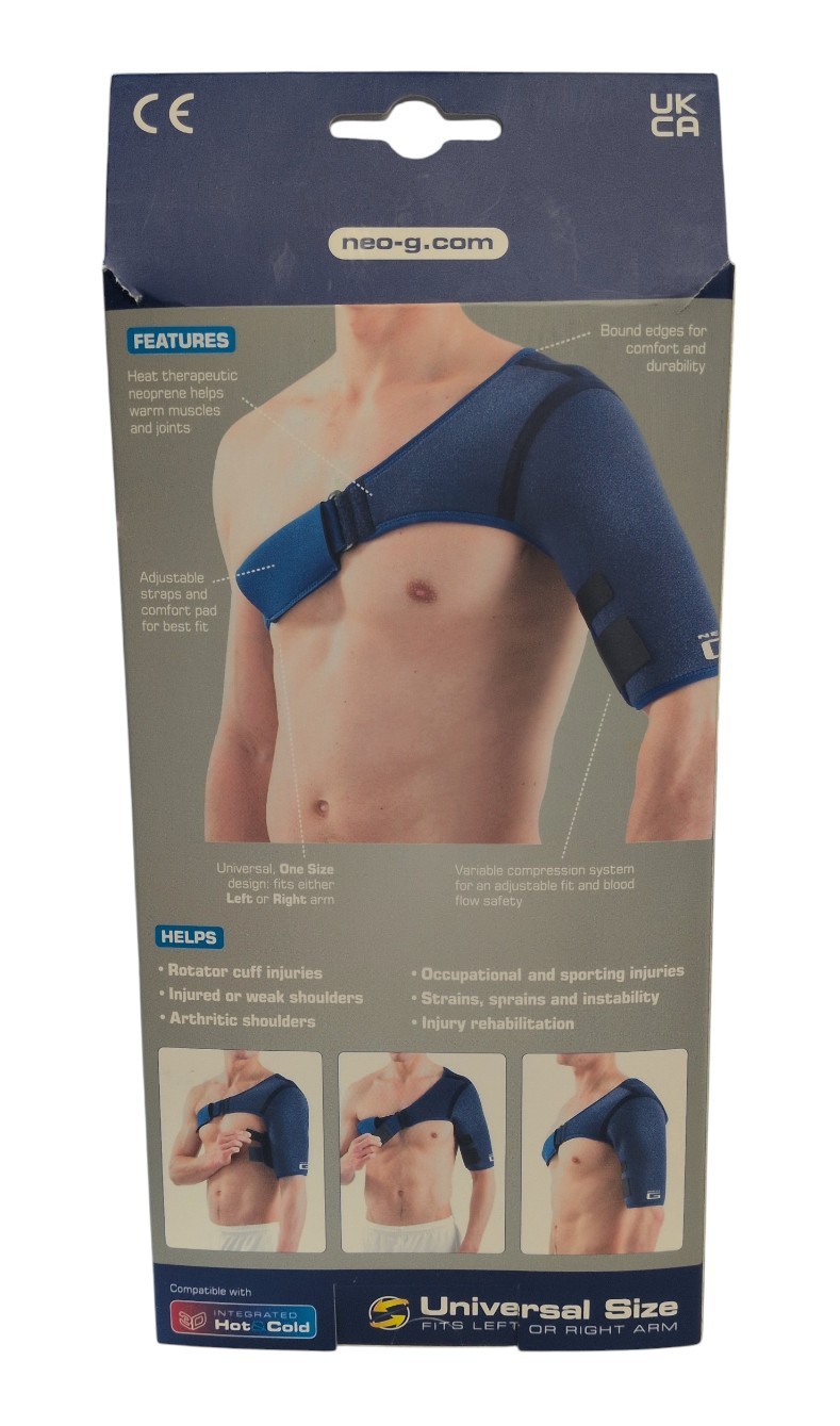 Neo G Shoulder Brace Support Universal Size Fits Left Or Right Arm Flawed Box