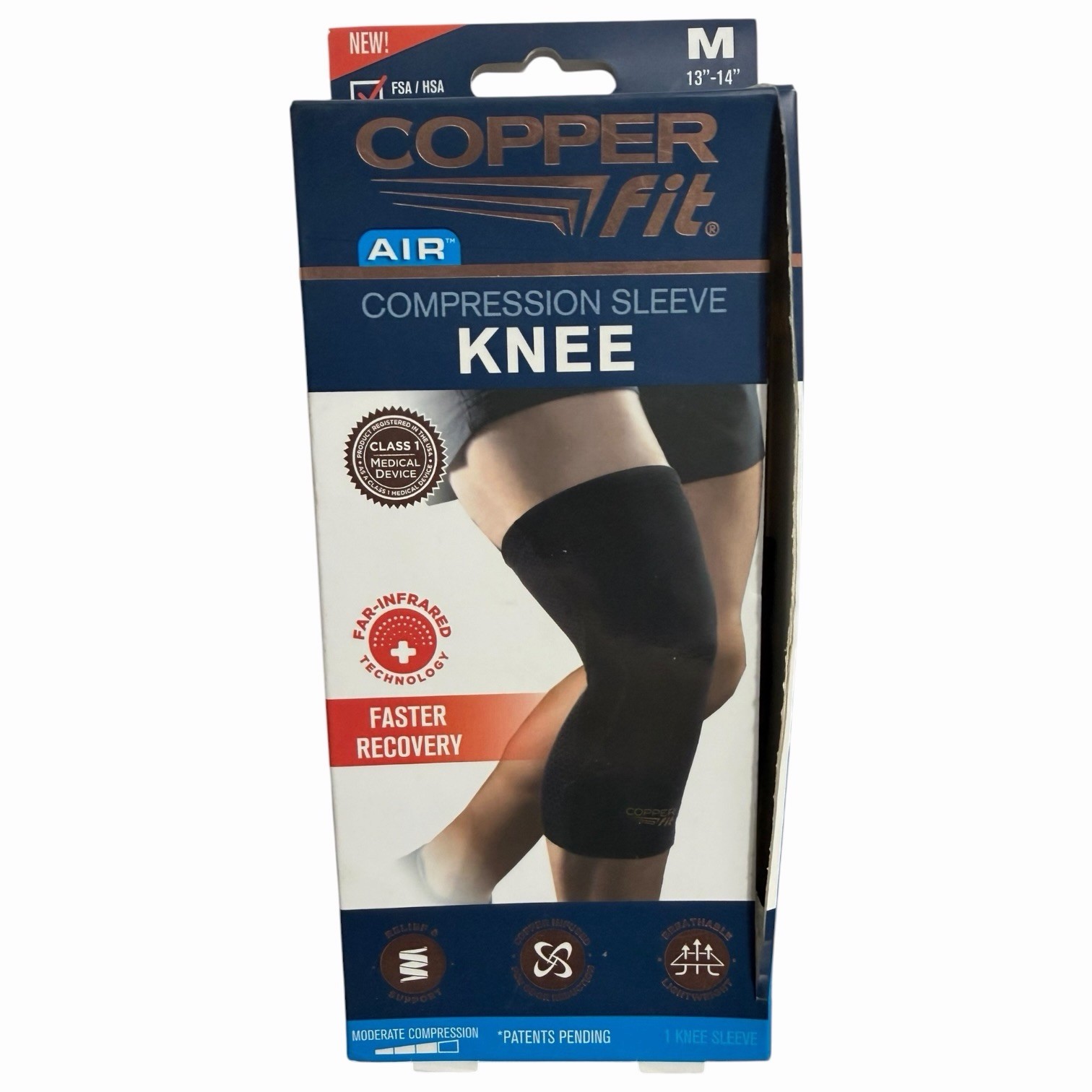 Copper Fit Air KNEE Compression Sleeve – New In Box – Medium 13″-14″