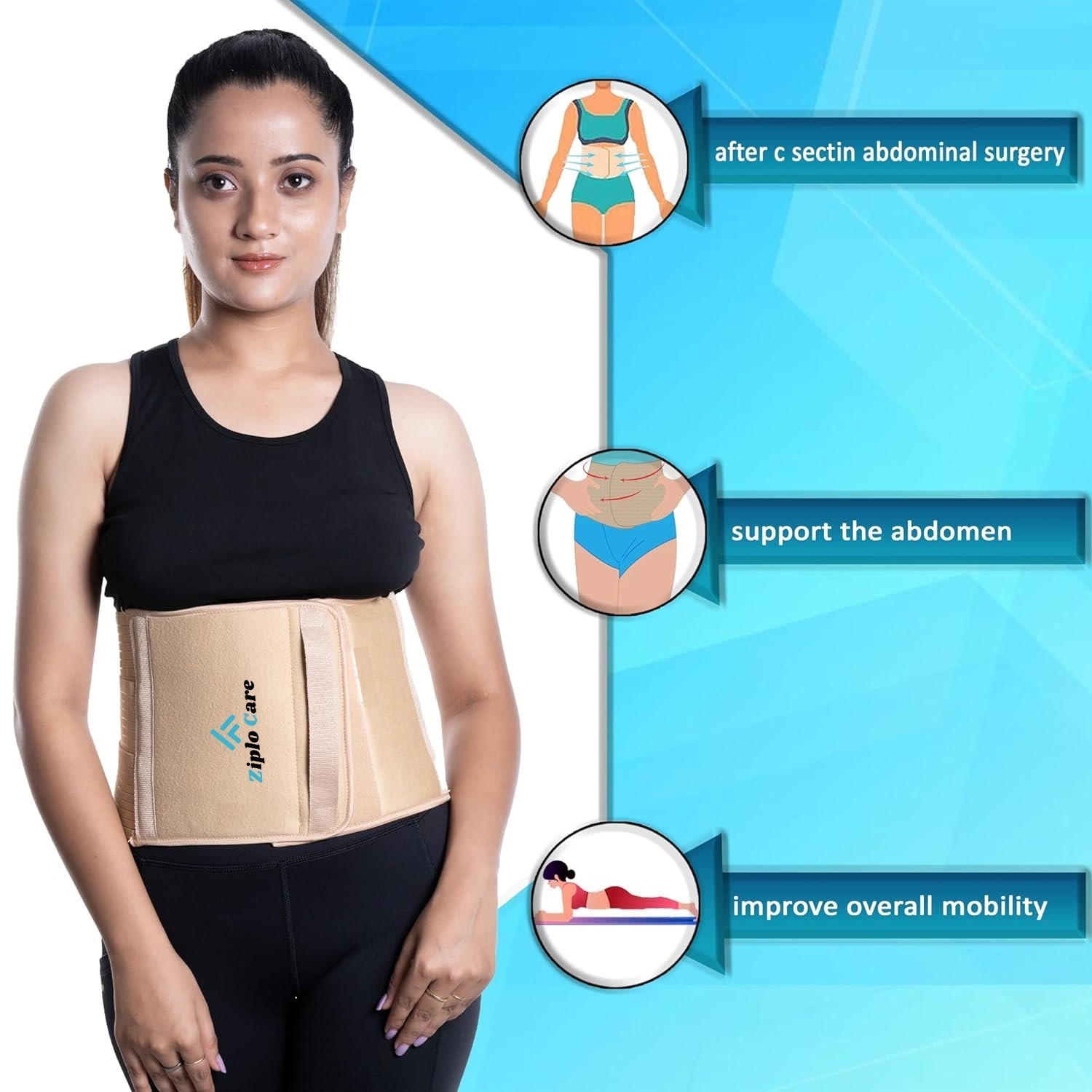 Abdomen Belt (8 Inches), Helps the Weak Abdominal Muscles & Toning the Abdomen