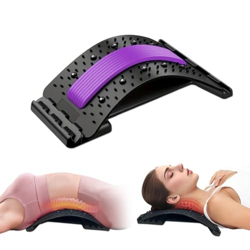Back Stretcher – 4-Level Adjustable Lumbar Support Board & Back Cracker Purple