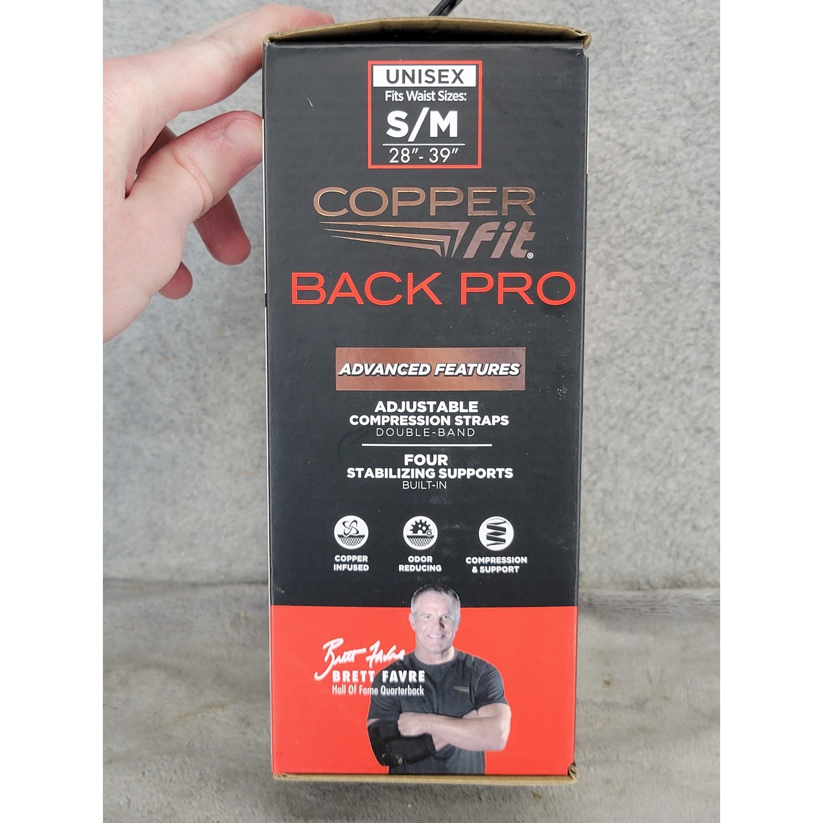 Copper Fit Back Pro Compression Support Belt Unisex S/M 28″-39″ Black 9.25″