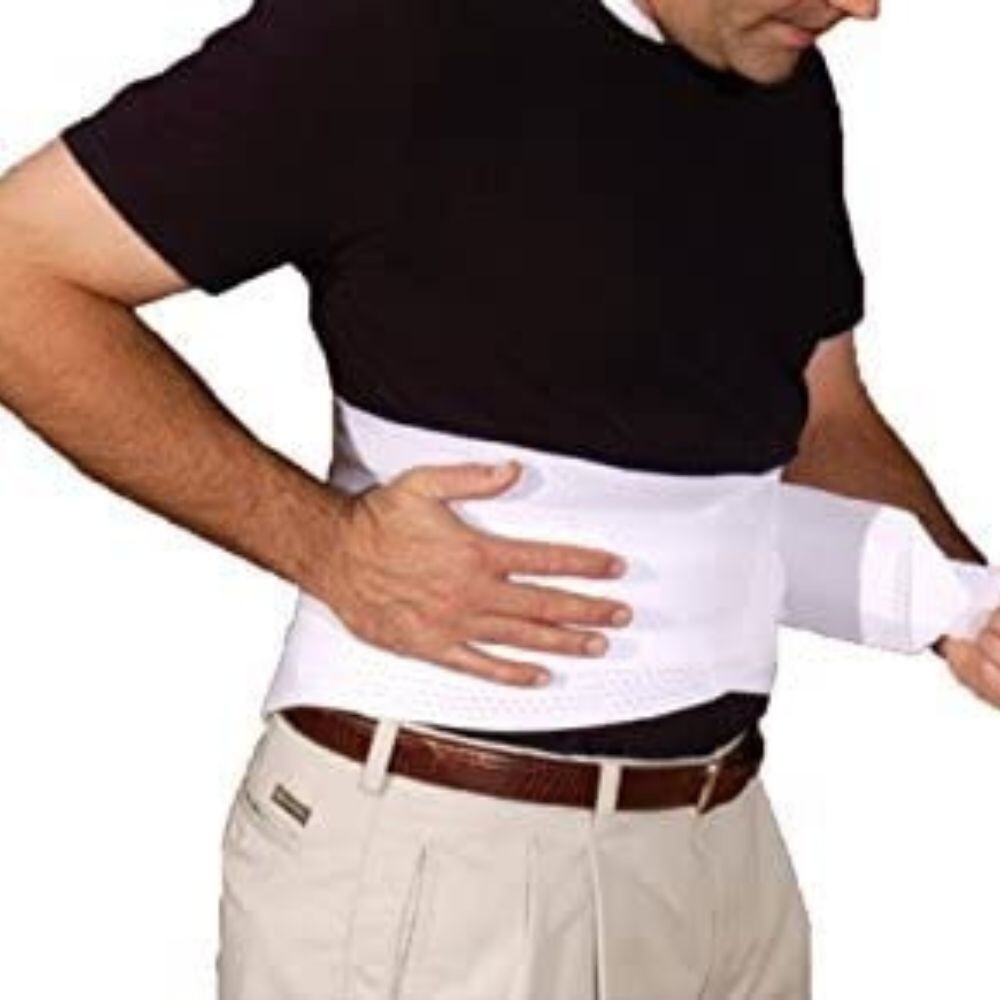 White Lower Back Pain Relief Lumbar Brace Waist Support Orthopedic Elastic Belt