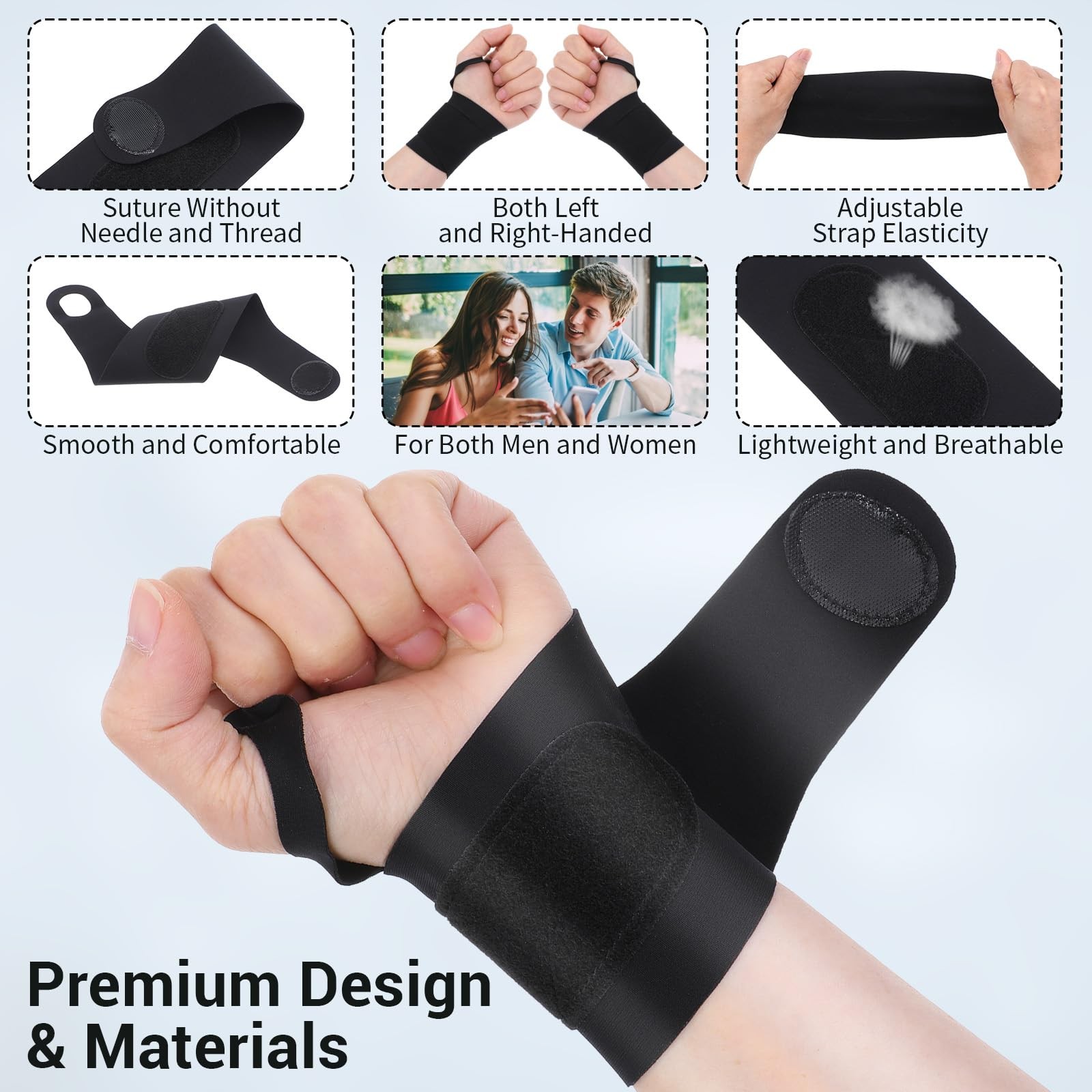 2 Pack Wrist Brace Compression Sleeve Elastic Wrist Brace for Left Right Hand
