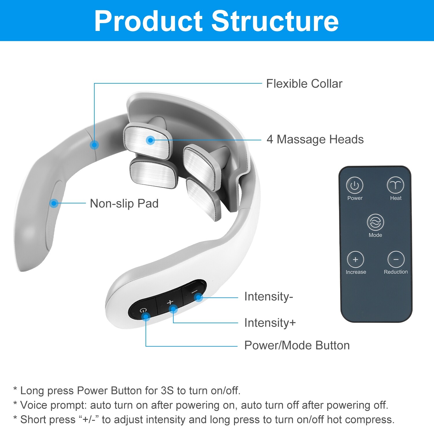 Neck Massager with Remote Electric Heated Massager for Neck Shoulder