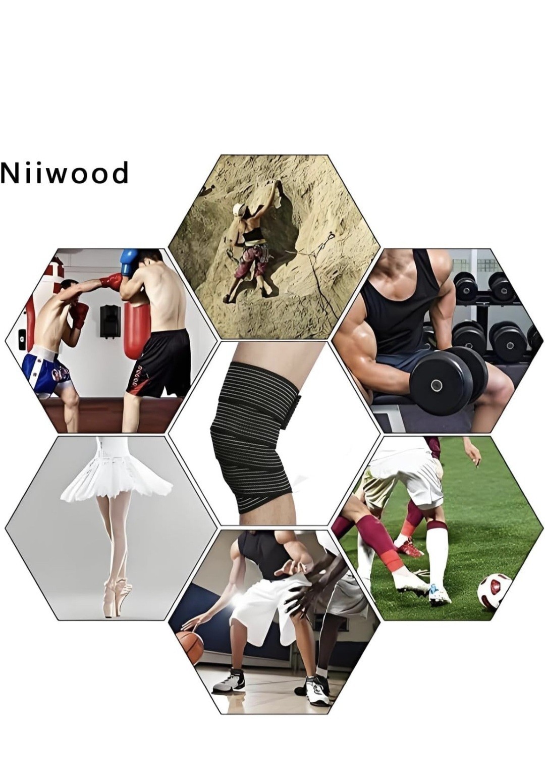 Niiwood Adjustable Elastic Compression Brace Black Knee Leg Elbow Ankle