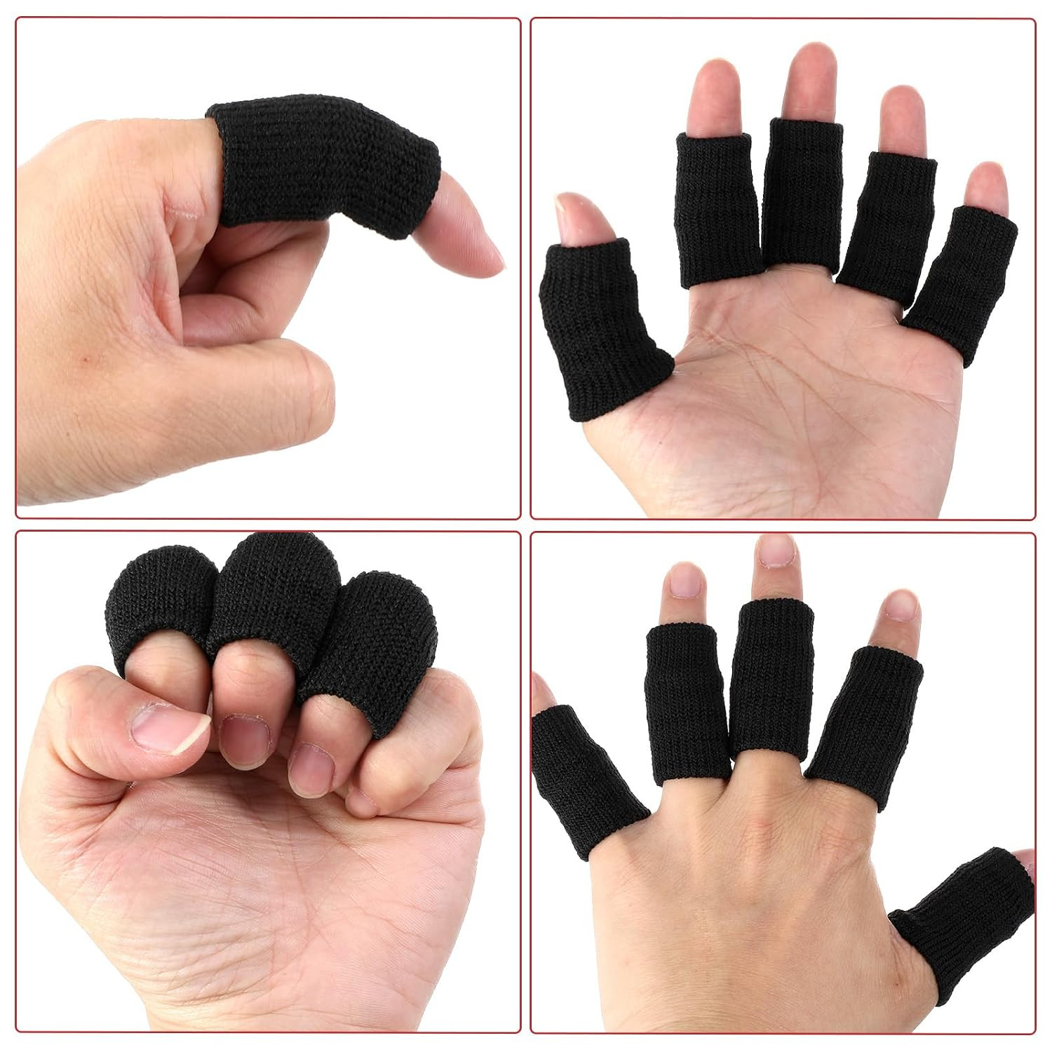 20 PCS Finger Sleeves Black Sport Finger Brace Protector Compression Sleeve Brea