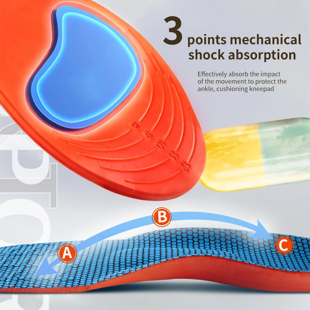 Sport Arch Orthopedic Insoles for Shoes Sole Shock Absorption Cushion Running El