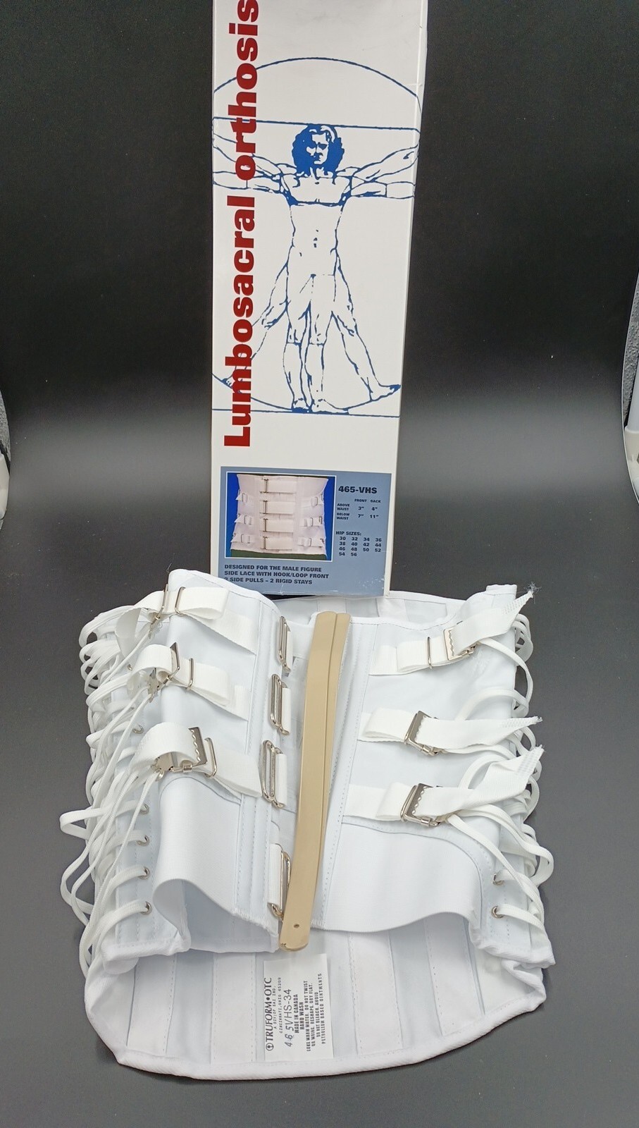 TruForm-OTC Men’s Lumbosacral Support 465-VHS-34 Orthopedic Men Size 34 Small OB