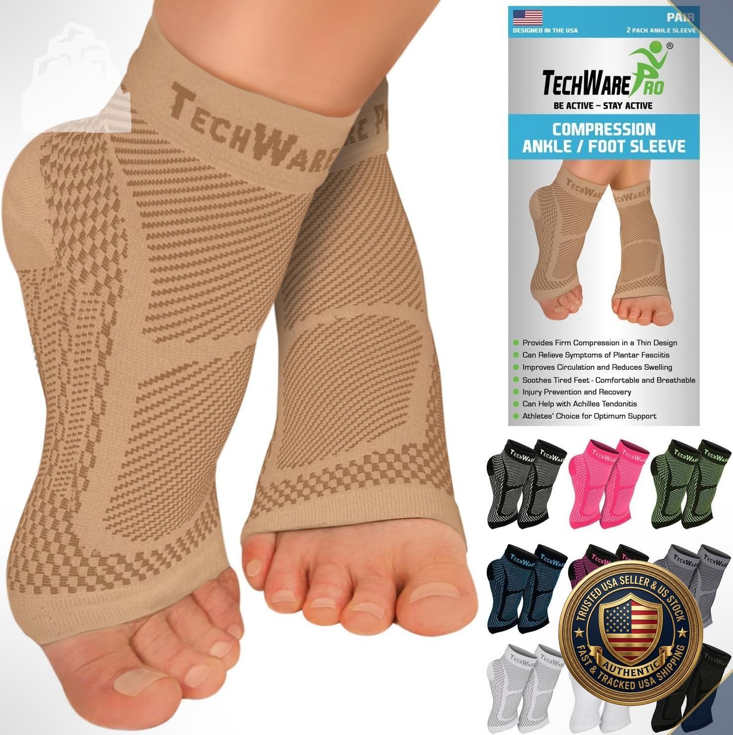 Ankle Compression Sleeve Plantar Fasciitis Brace Arch Support Foot Pain Relief