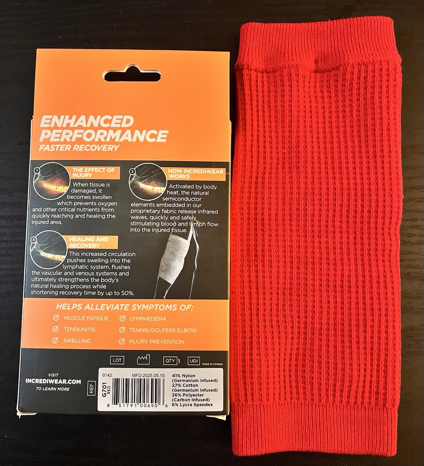 Incrediwear Elbow Sleeve S/M Red Compression Brace – New