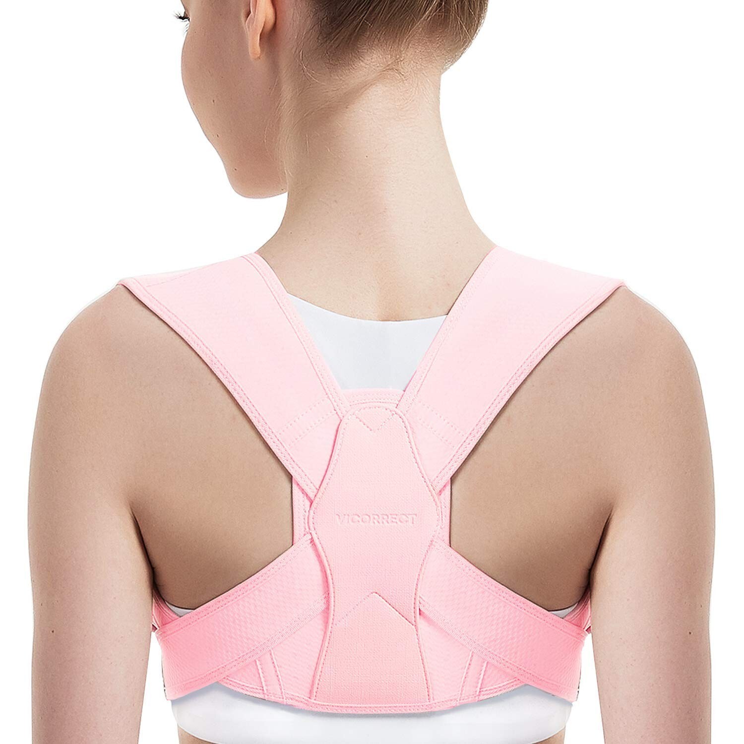 Posture Corrector Adjustable Upper Back Brace Pink L/XL