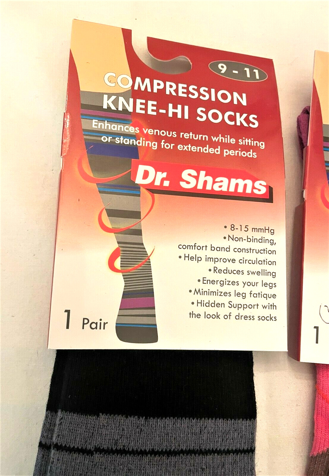 Compression Socks Size 9-11 Knee High Socks 3 Pair Dr. Shams Moderate 8-15 mm Hg