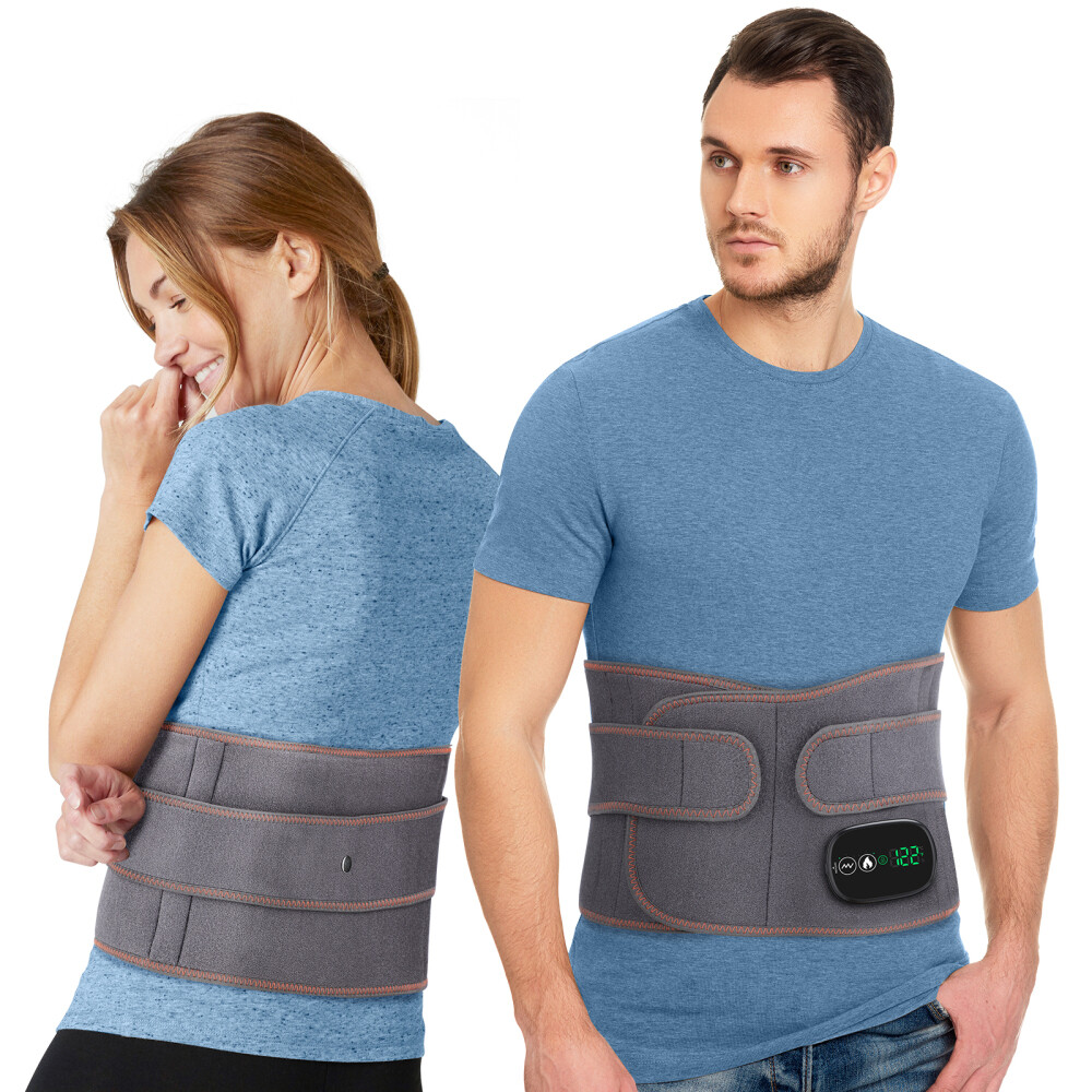 Electric Cordless Red Light Heating Waist Belt Vibration Massager for Men Women