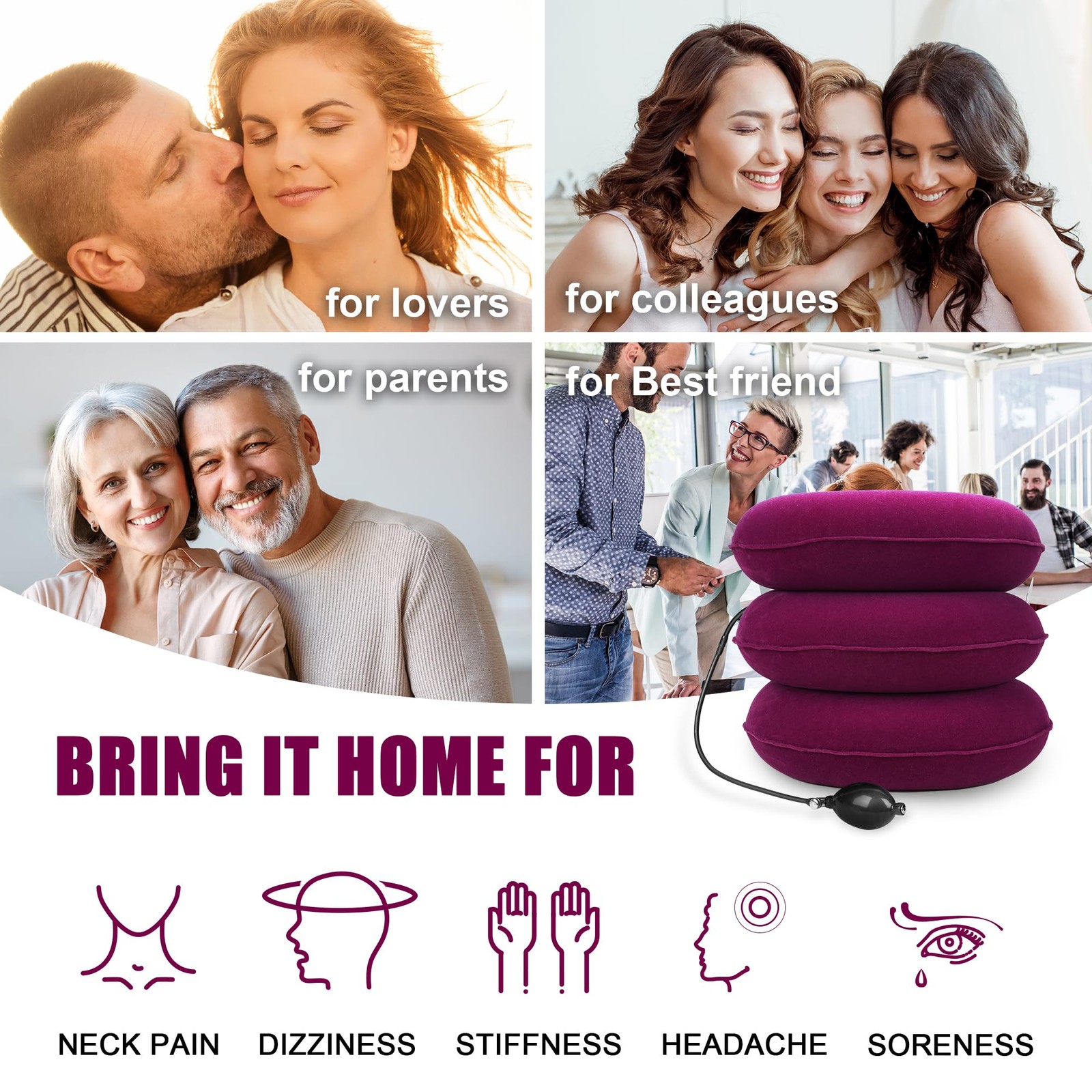 Cervical Neck Traction Device Inflatable Stretcher, Easy to Use Roseo