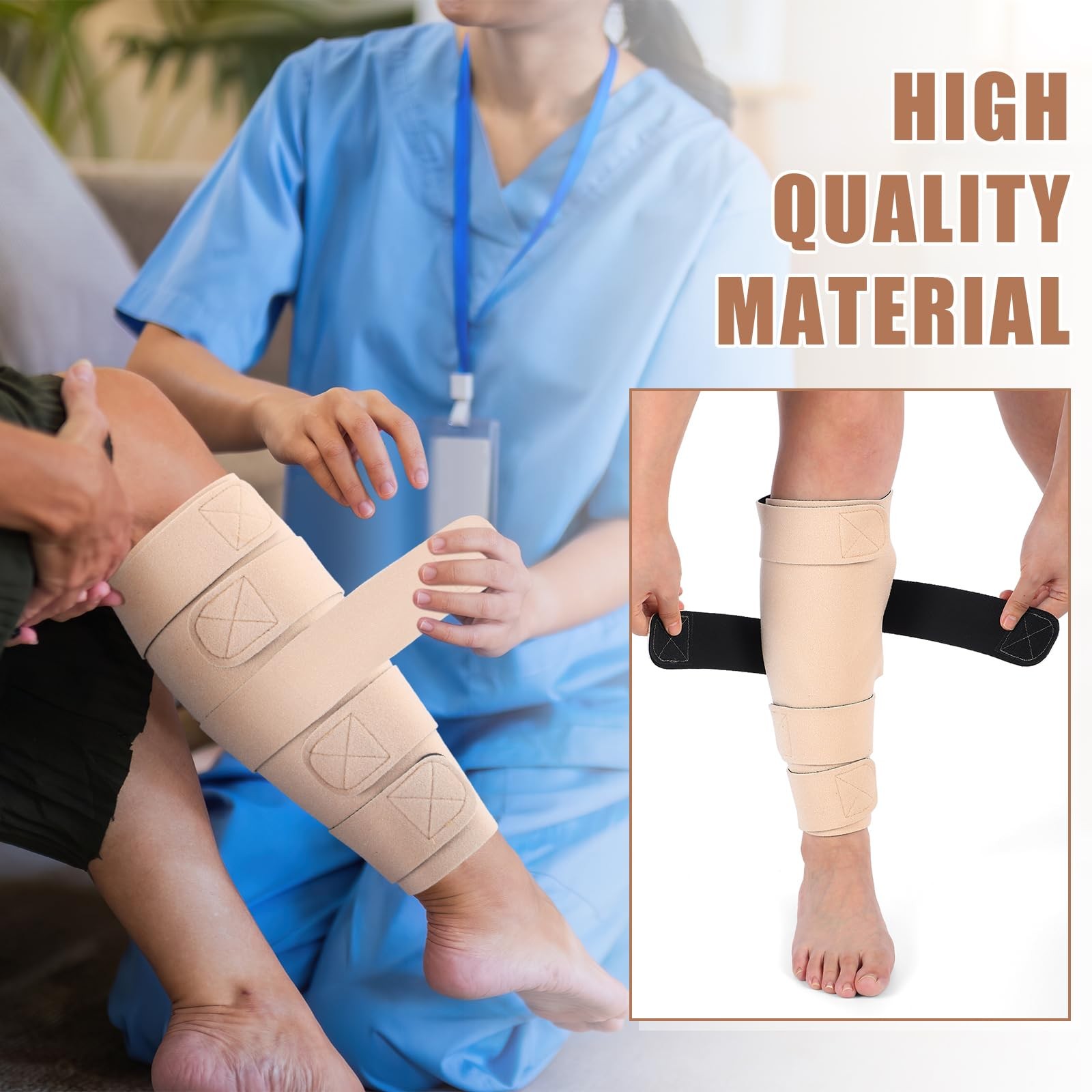 Croknit 2 Pcs Lymphedema Compression Leg Wraps Adjustable Lower S, Skin Color