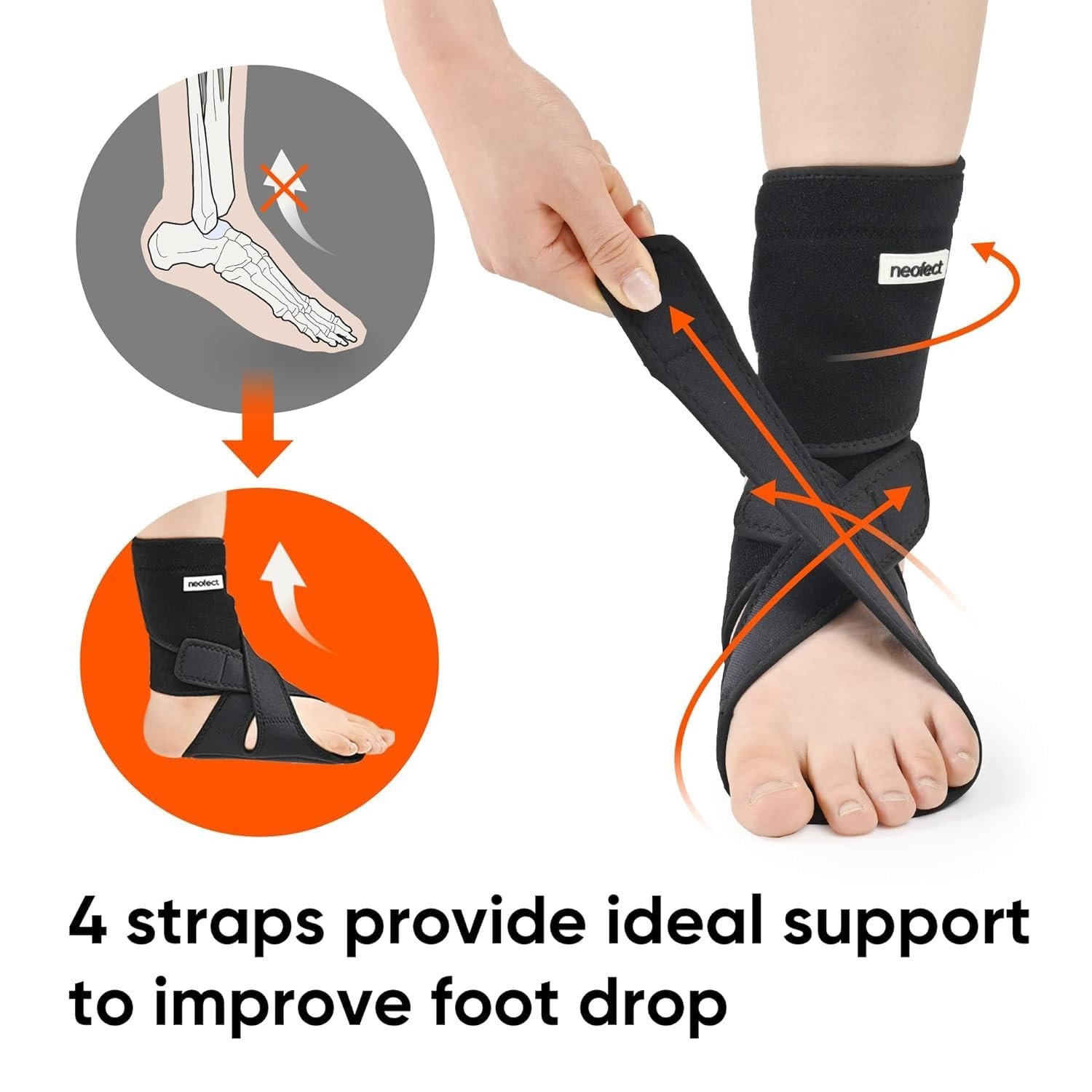Adjustable AFO Ankle Brace – Breathable Drop Foot Support for Recovery Medium…