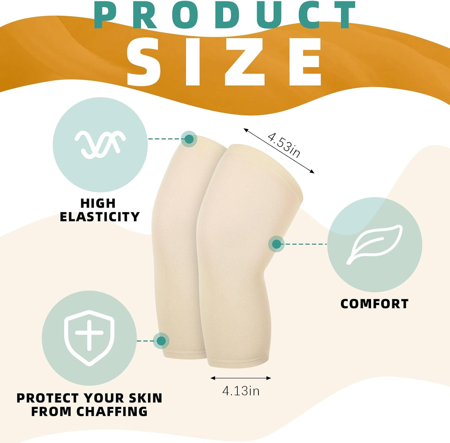 6 Pcs Compression Knee Sleeve Brace Lightweight Breathable Support Leg Protector