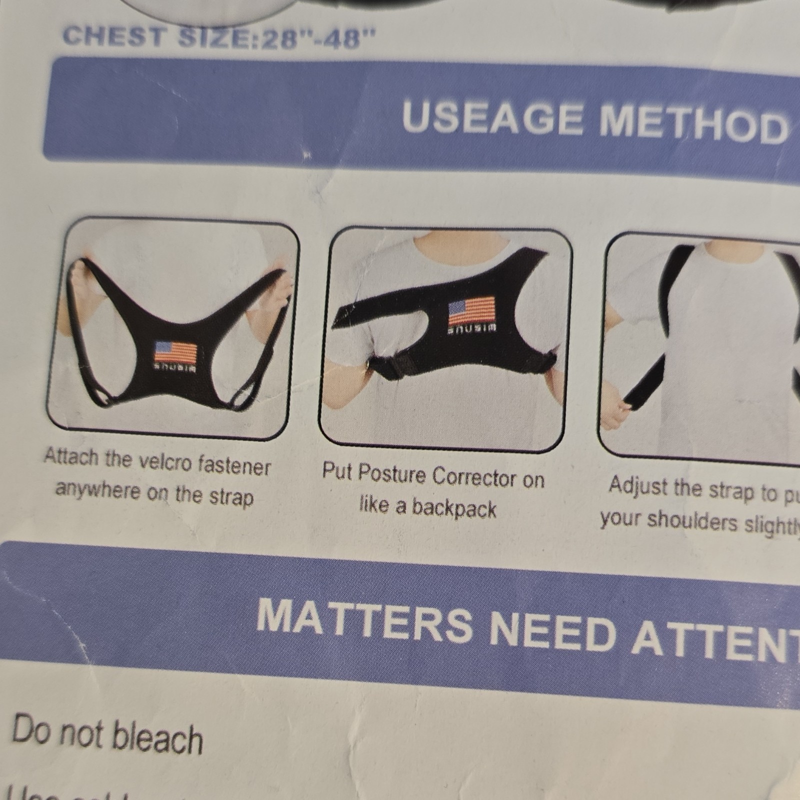 SNUSIM Adjustable Posture Corrector Brace Chest 28″-48″ Back/Shoulder Black