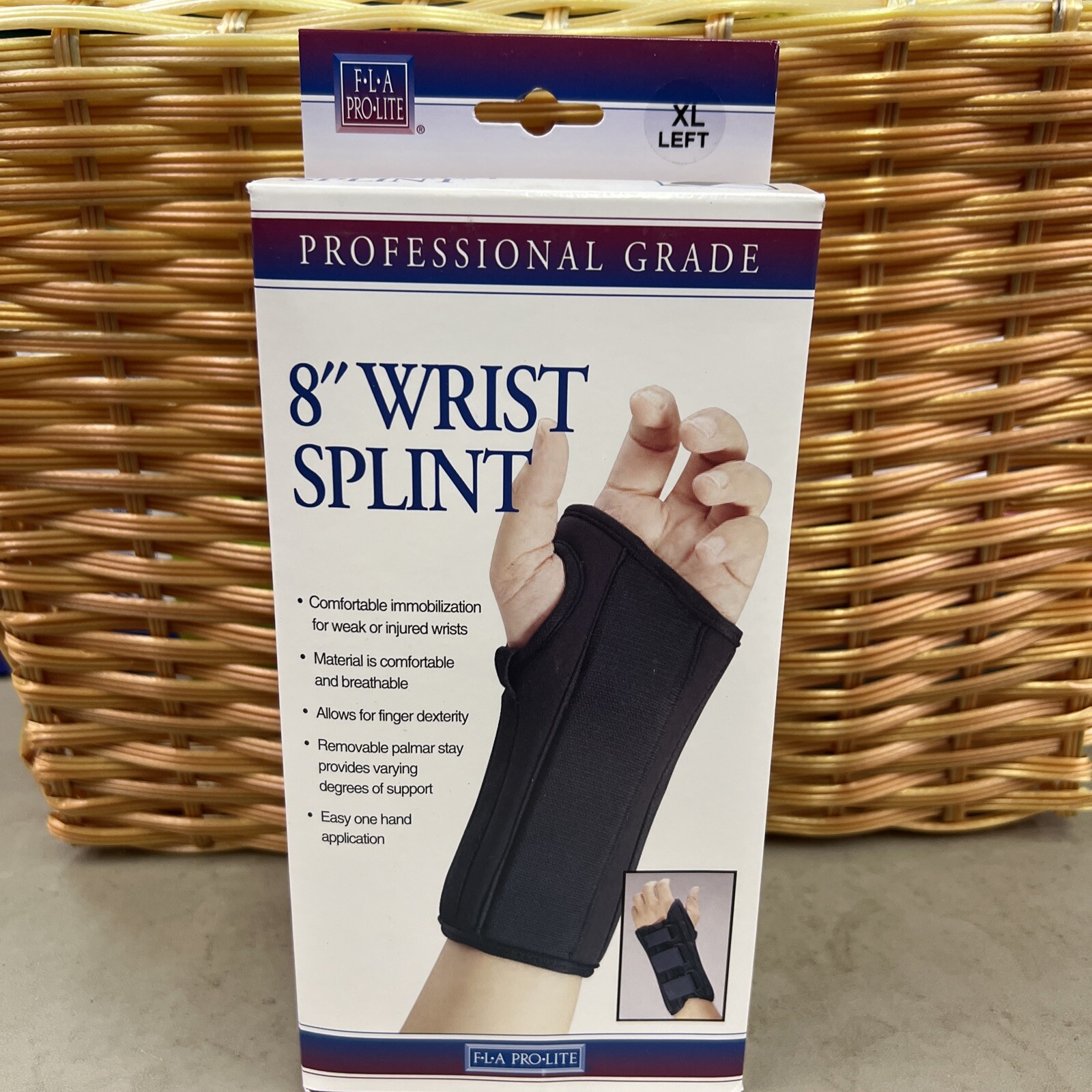F-L-A Pro Lite 8″ Left Wrist Splint Brace Size XL Black New In Box