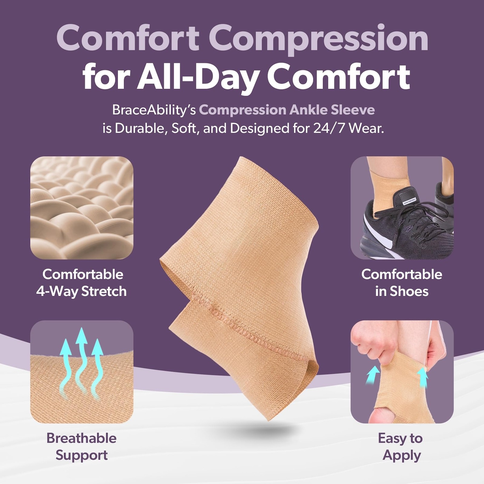 Elastic Ankle Support Brace – Lightweight Slip on Foot and Ankle Compression …