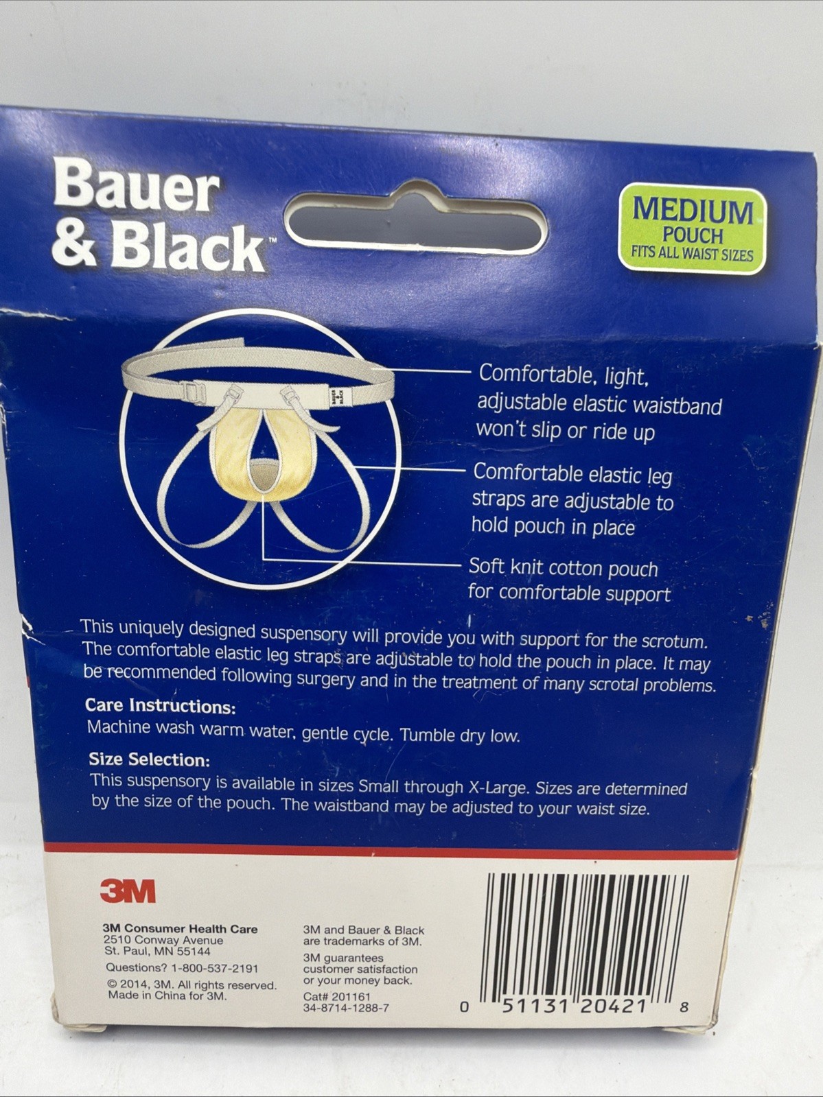 2 Pack 201161 Bauer & Black Adult Therapeutic Jock Strap With Leg Straps Medium
