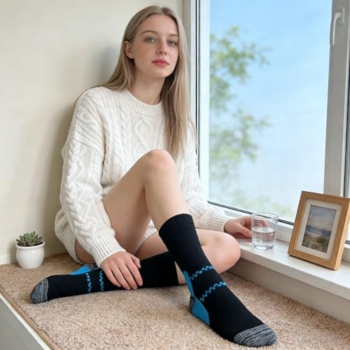 6 Pairs Crew Compression Socks for Small-Medium 03 Black-blue/Green/Orange