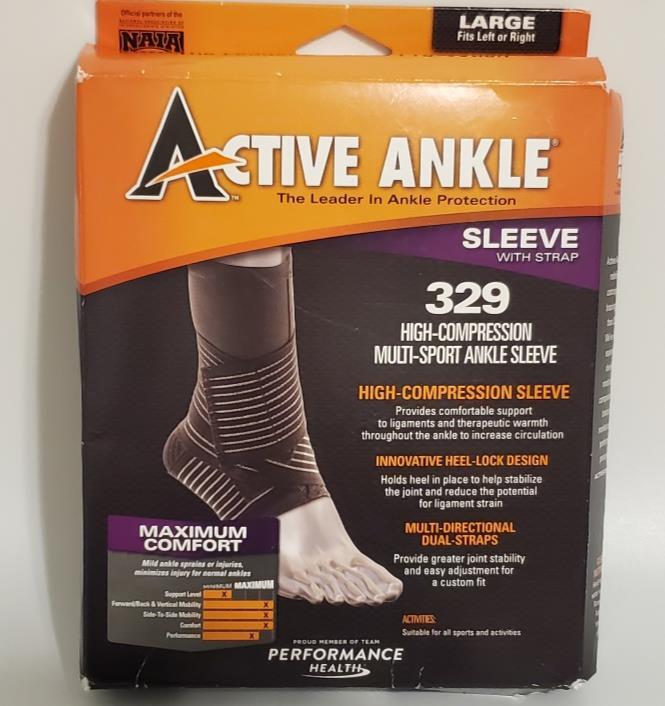 Cramer Products Active Ankle 329 Ankle Brace Sleeve with Strap, Size Large