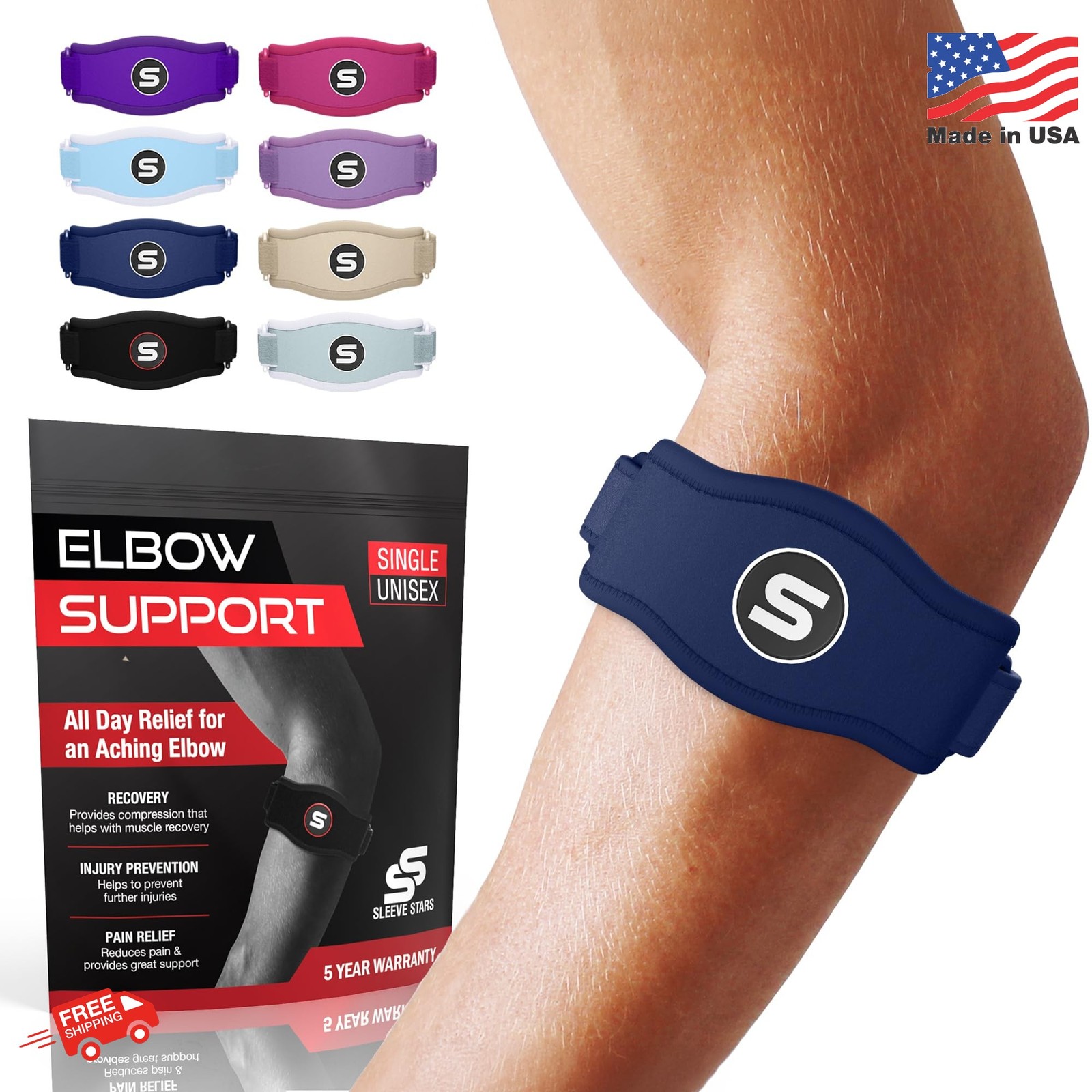 Sleeve Stars Tennis Elbow Brace for Men & Women, Elbow Brace for Tendonitis, Ten
