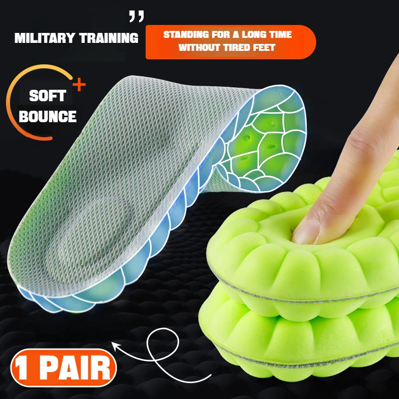1Pair Arch Support Orthopedic Inserts Sports Shock Absorption Shoe Pads 4D Soft