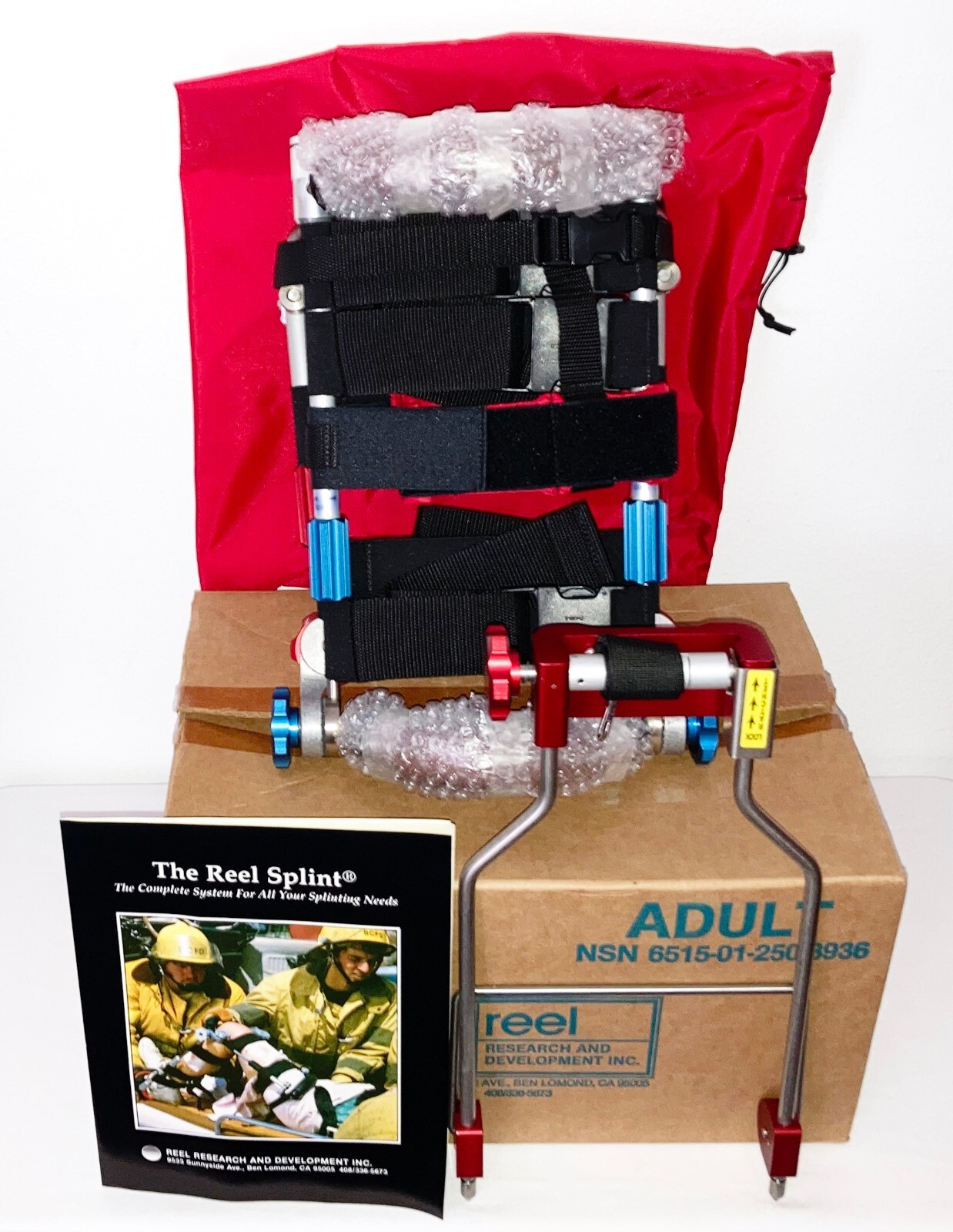 New Reel Adult Immobilization Extrication Traction Splint With Training Manual