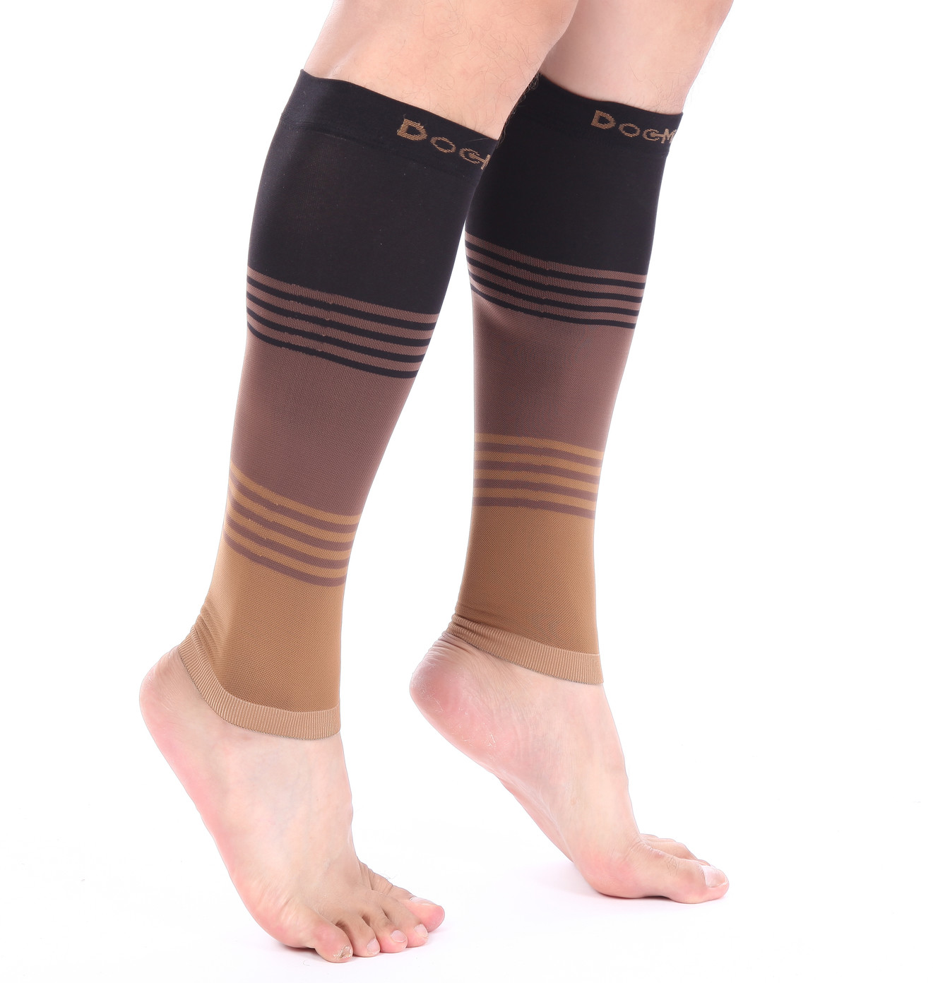 Doc Miller Calf Compression Sleeve 1 Pair 20-30mmHg Varicose Veins BLK/BROWN/TAN