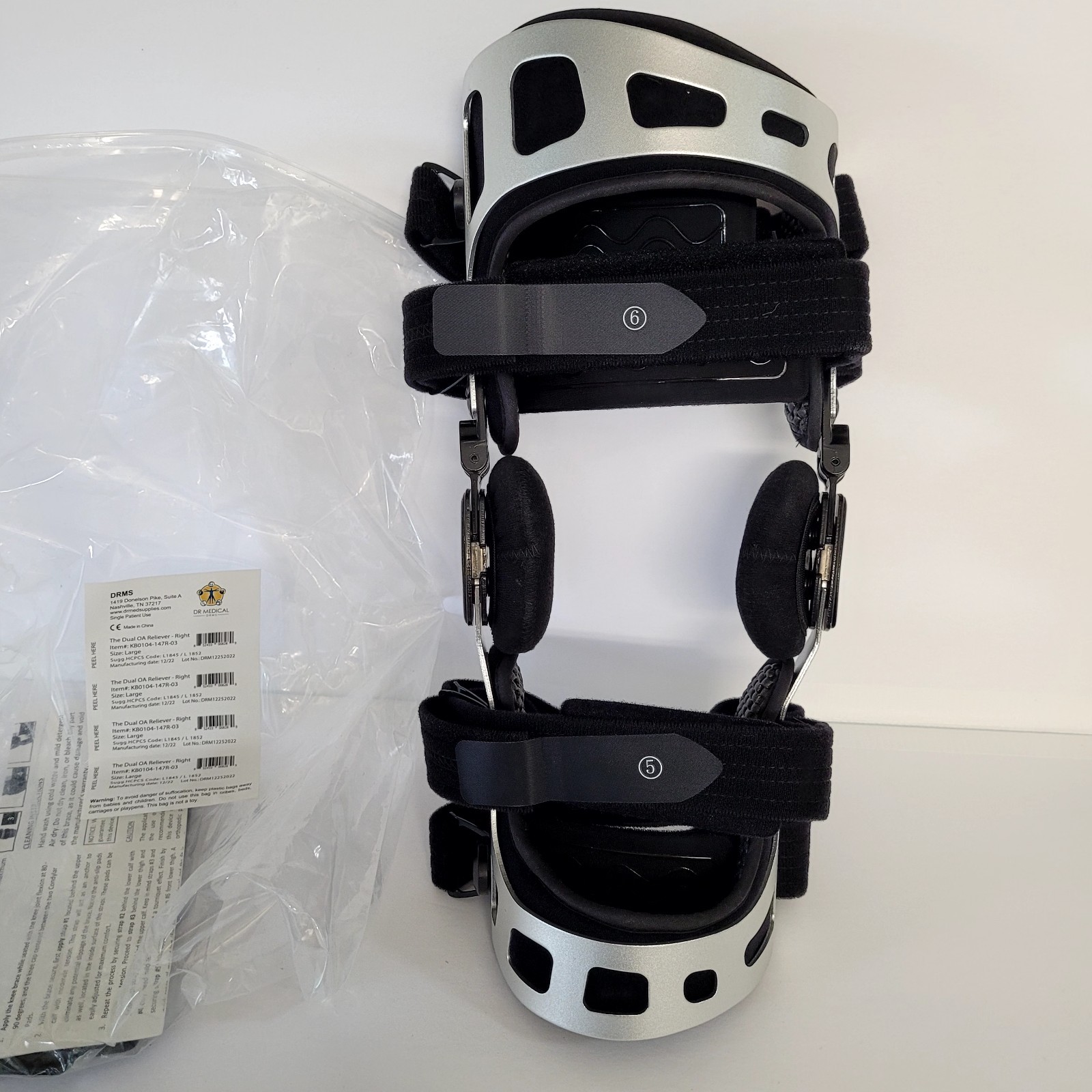 Dr. Medical The Dual OA Reliever Large RIGHT Knee Brace DRMS – New