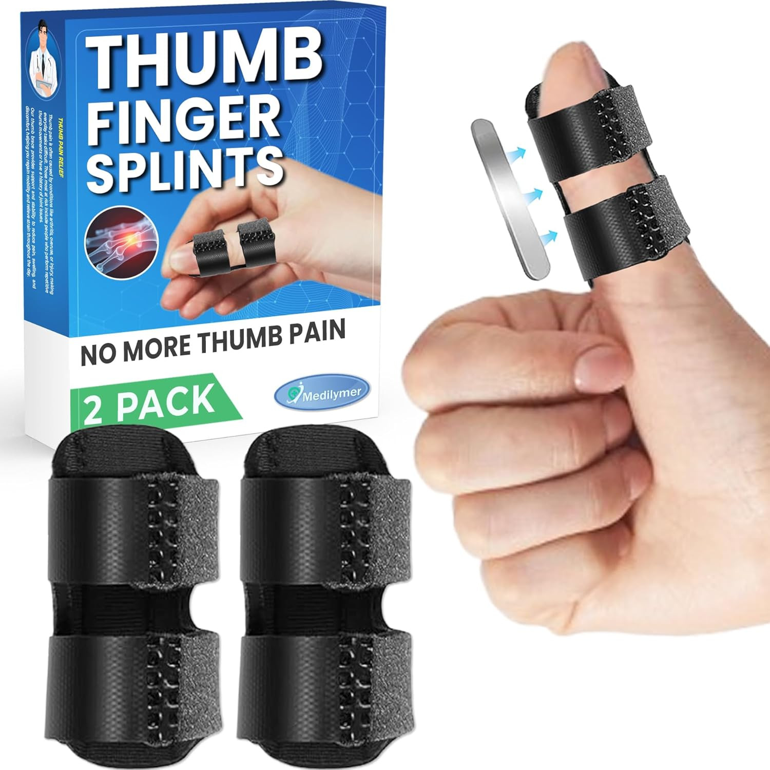 Trigger Finger Thumb Splint Brace Pain Relief Knuckle Immobilizer Spica 2Pack
