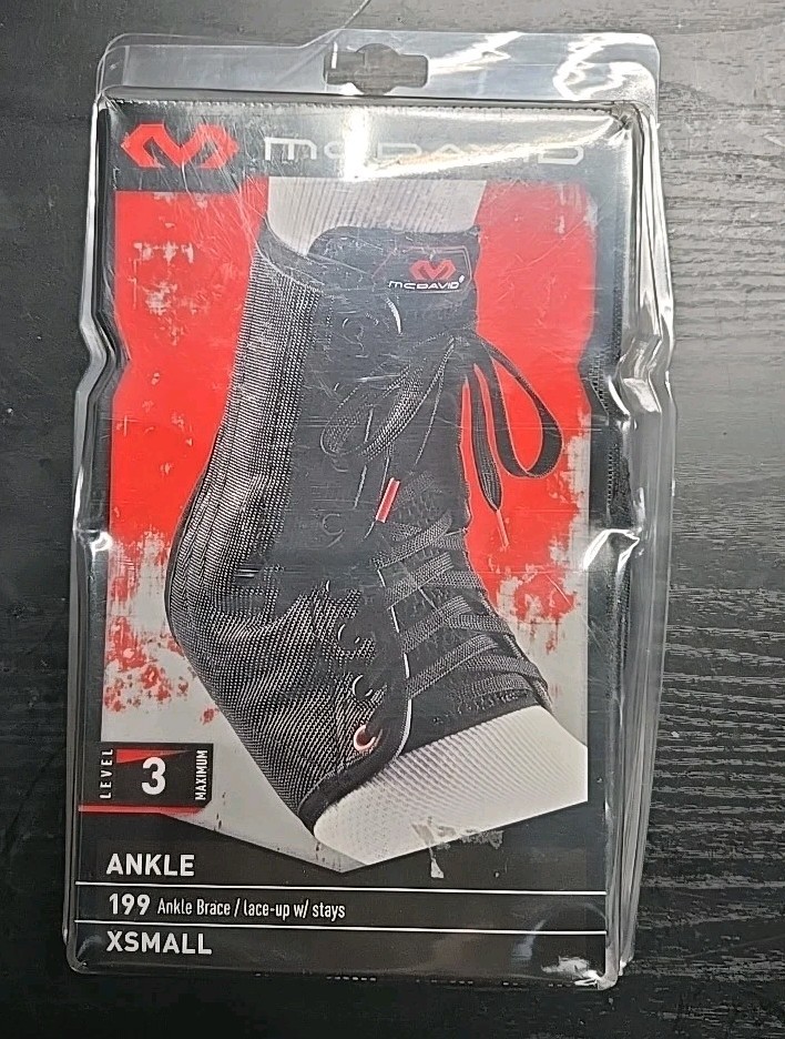 McDavid 199 Ankle Brace Lace-Up Adult XS Level 3 Black 6-7 Shoe Size Brand New