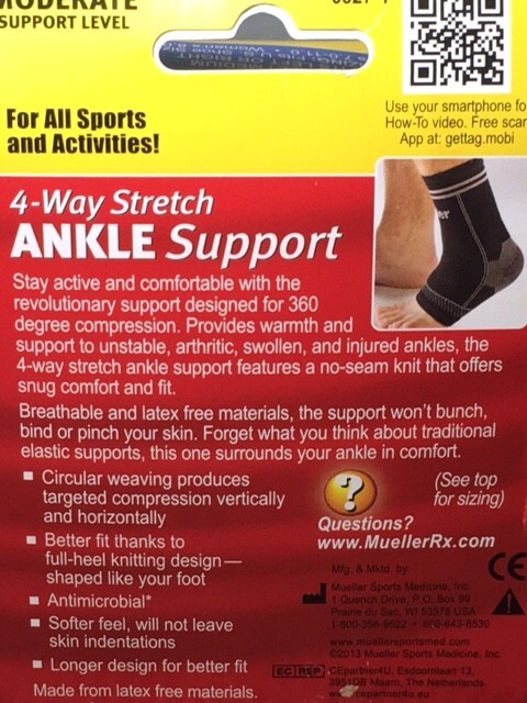 Mueller 4-Way Stretch ANKLE SUPPORT * Small / Medium * MODERATE SUPPORT LEVEL