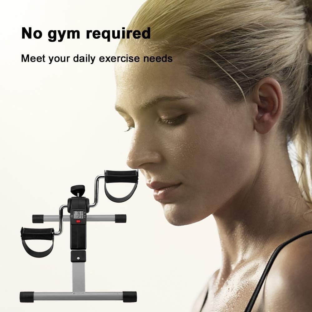 Folding Pedal Exerciser, Mini Under Desk Bike – 1 Count (Pack of 1), Silver