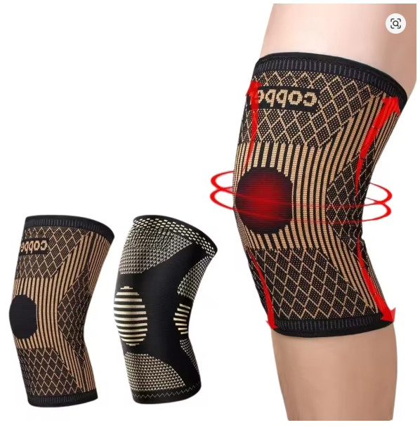 1 Pair Copper Knee Brace Compression Sleeve Support Joint Pain Relief Sport 2Pcs