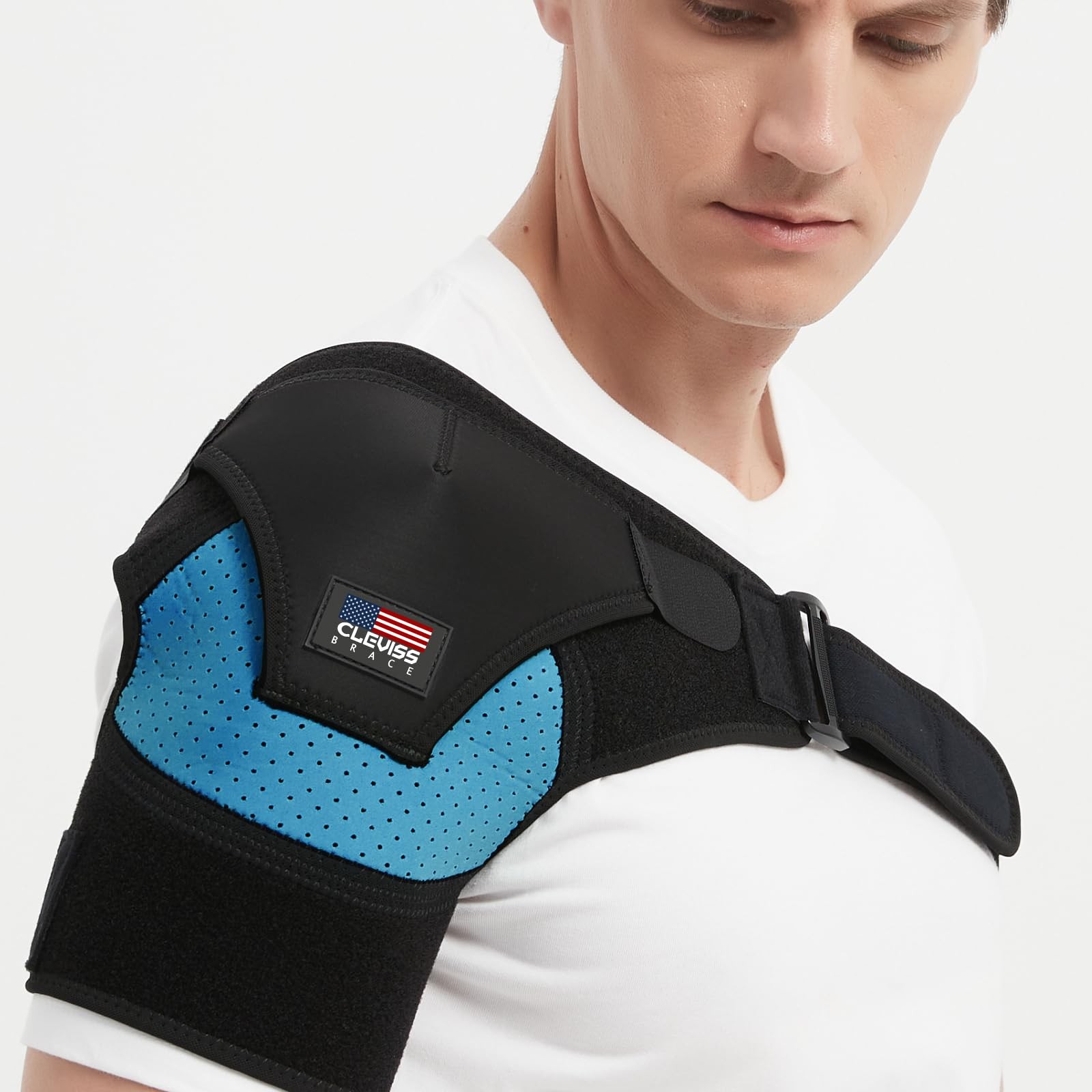 Blue Size SM Neoprene Rotator Cuff Shoulder Compression Support Sleeve Box
