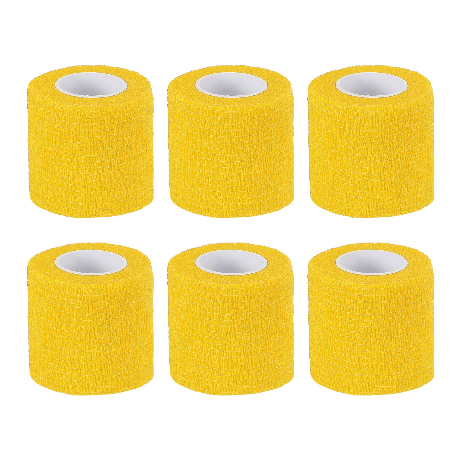 6Pcs 2″ x 177″ Self Adhesive Bandage Wrap Elastic Self Tape Yellow