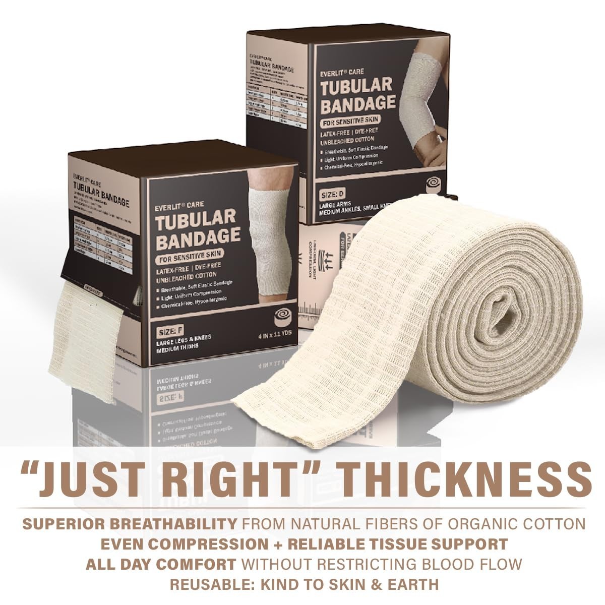 Elasticated Tubular Support Bandage | Latex-Free, Extra-Thick Stockinette | 3″ x