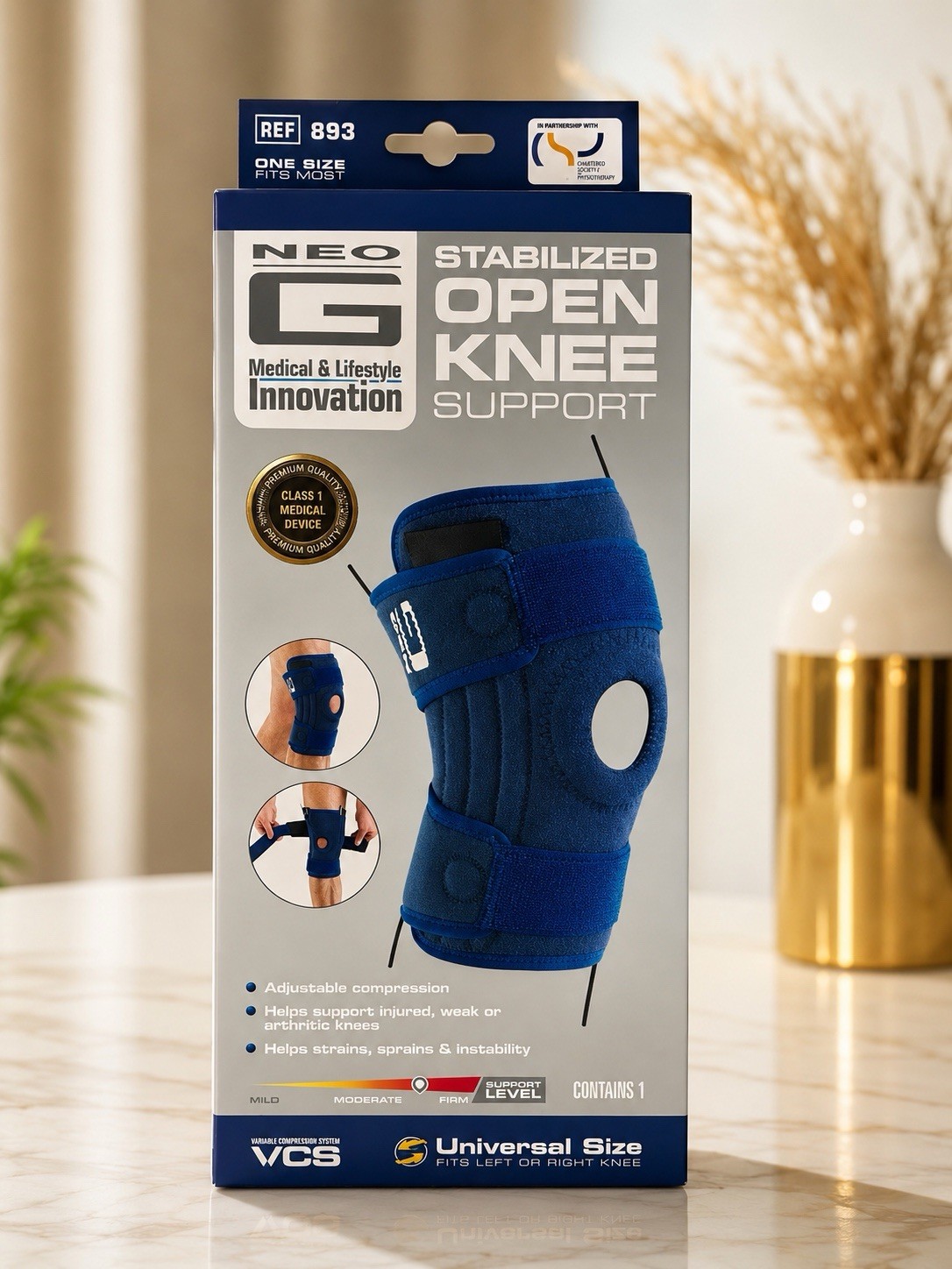 Neo G Stabilized Open Knee Support Brace Universal Size REF 893