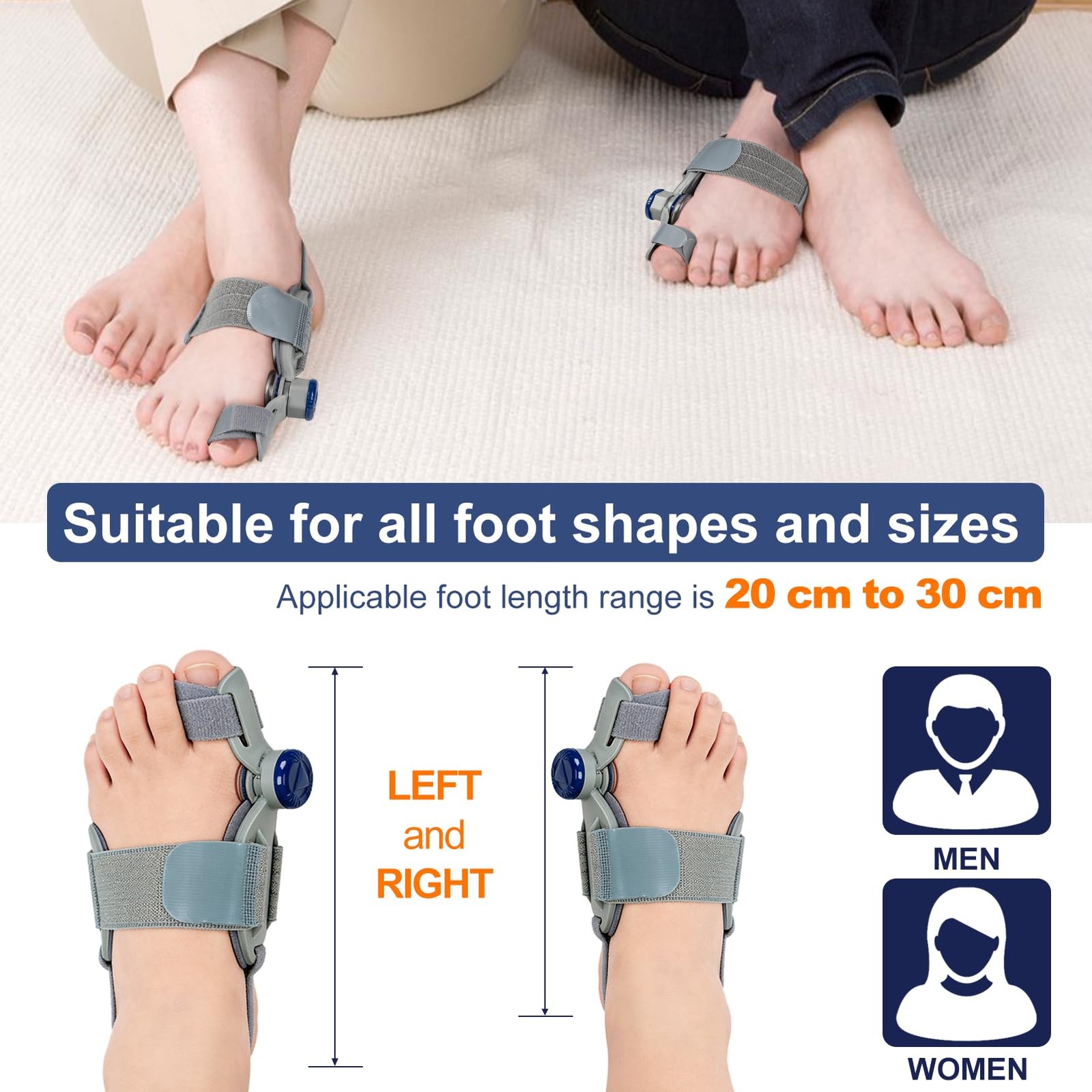Gloserin JZJZQ Bunion Corrector Splint Adjustable Big Toe Straightener Gray