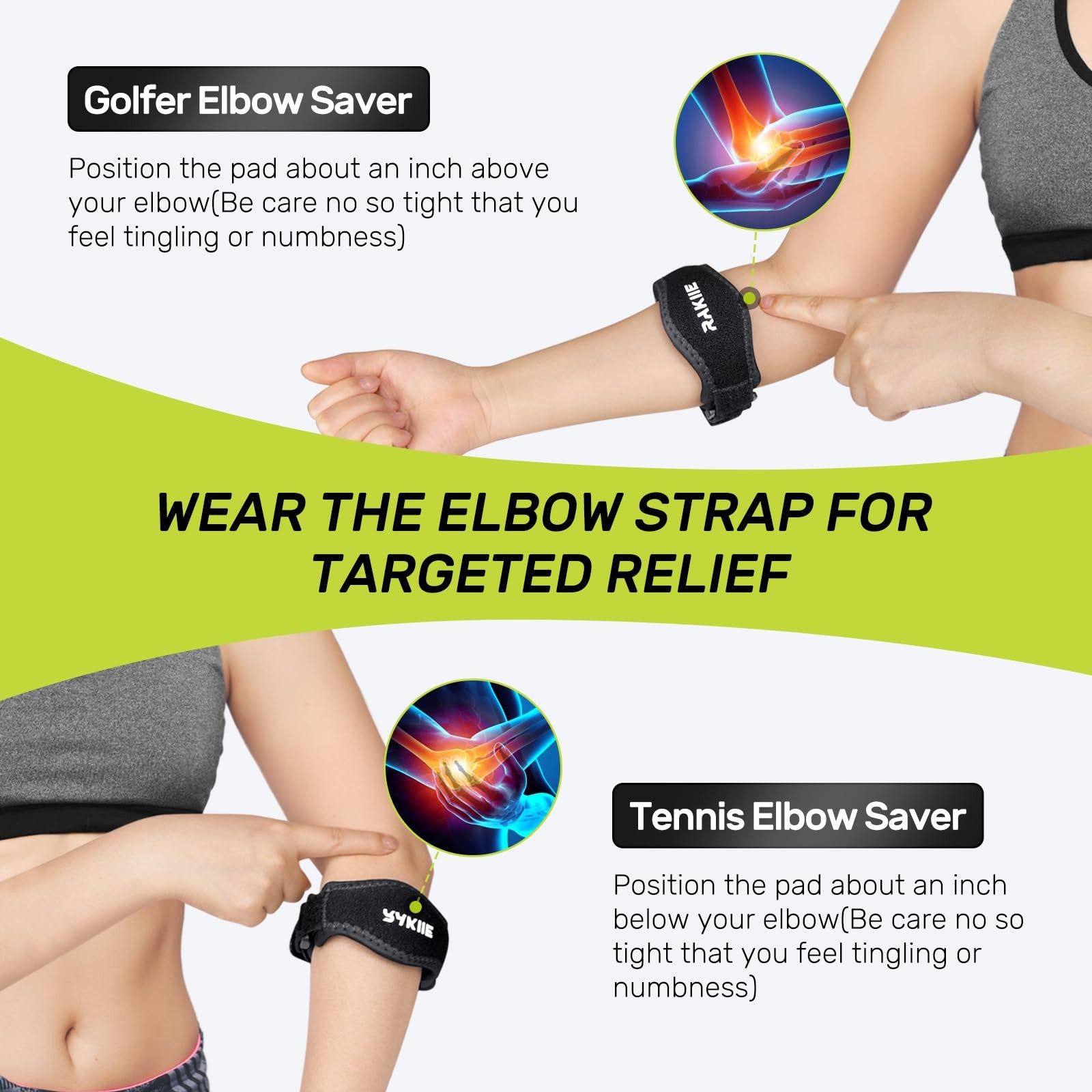 Rakiie 2 Pack Tennis Elbow Brace for Men Women, Adjustable One Size, Blue