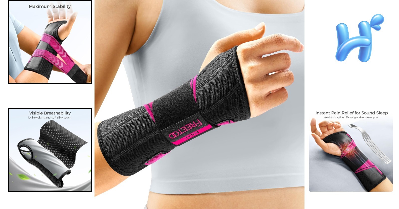 Adjustable Rigid Hand Brace for Right Wrist – Arthritis & Sprain Support S/M