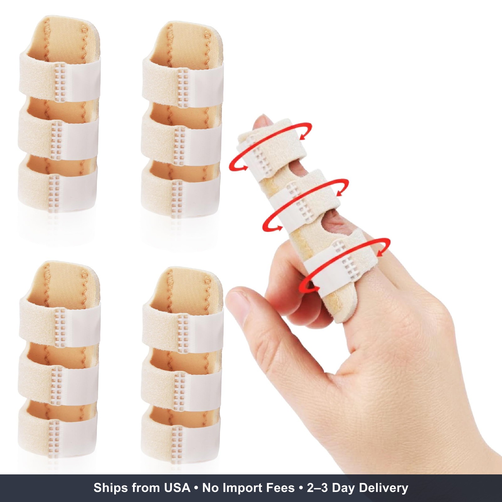 DR JK- Finger Splint, 4 Pack, Beige, Finger Brace for Arthritis, Injury & Sprain